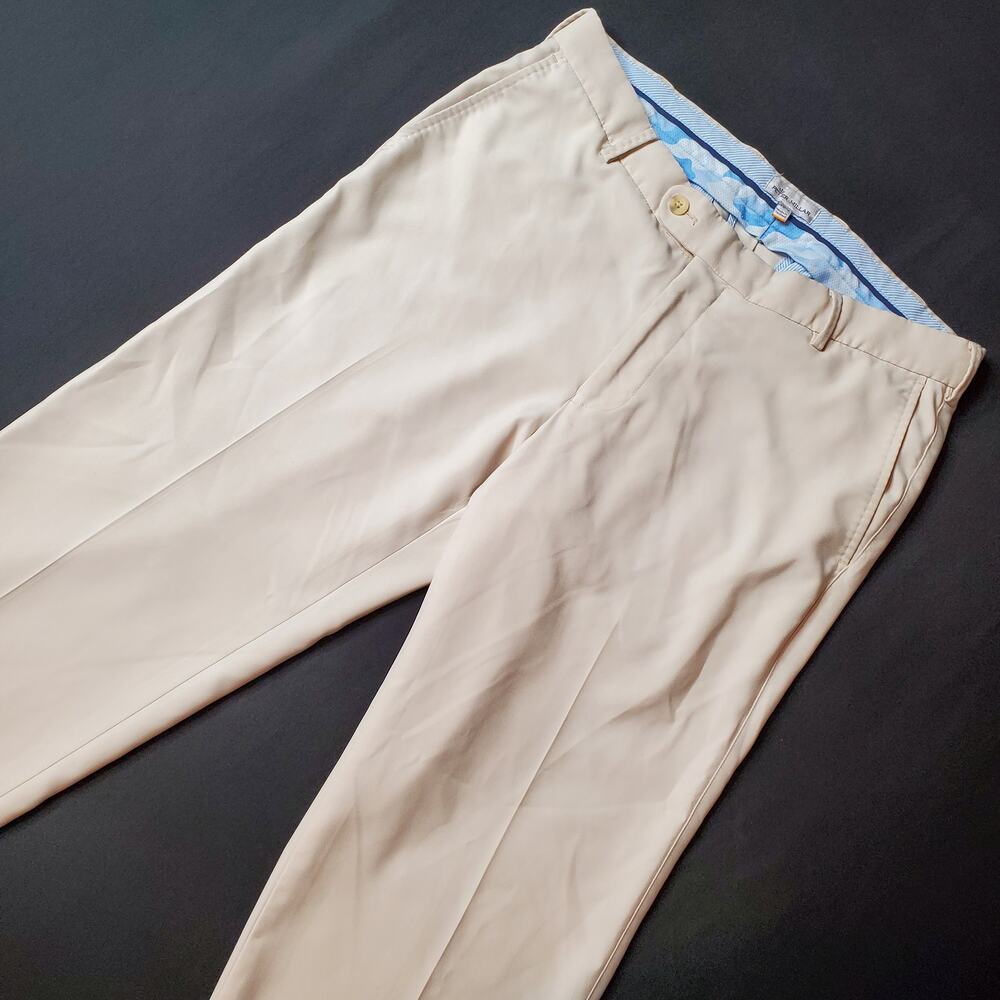 Peter Millar Mens 33X27 Durham High Drape Performance Pant Beige MS19EB78FB